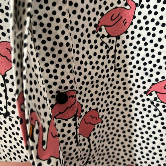 Zara Pink Flamingo Print Blouse with Black Bow - Picture 7 of 7